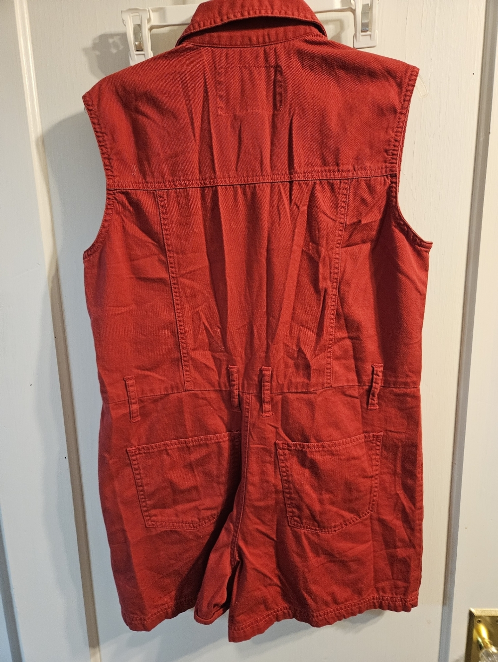 Red Denim Romper Shorts - Natural Choice Sostanza Workwear Style Size Small - Picture 6 of 6